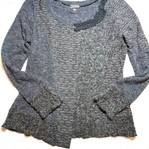 Jean Poul Gailtier Design Charcoal Textured Long Sleeve Wool Sweater